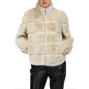 NEW LOVE TOKEN alex faux fur jacket in ivory